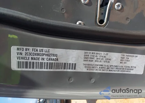 2023 Dodge Charger Sxt from USA, damaged, VIN 2C3CDXBG0PH627800